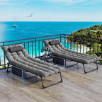 SEDOL Reclining Sun Lounger Set of 2 | 5-Position Adjustable Folding Garden Bed with Sponge-Filled Mattress | Heavy Duty 330lb Capacity Sunbeds with Headrest and Side Storage Pocket Gray