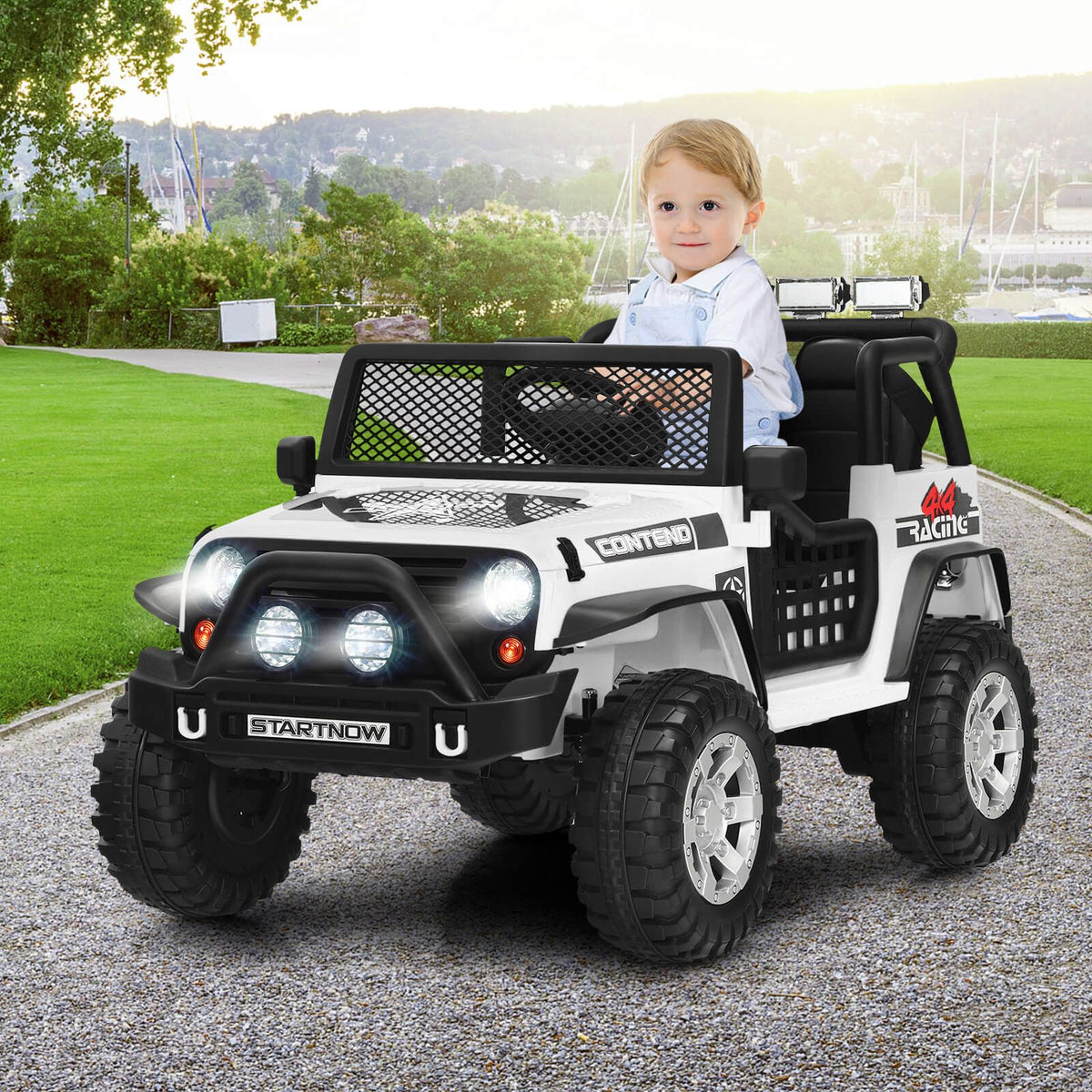 SEDOL 2-Seater Kids Ride-On Truck 12V Battery Powered Electric Car with Parental Remote Control Spring Suspension Rocking Mode and Bluetooth/USB Audio – 50kg Capacity