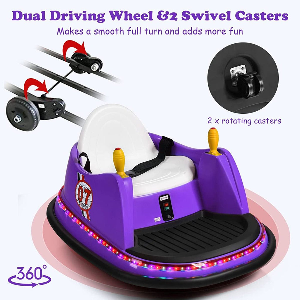 SEDOL Kids 6V Electric Bumper Car for Toddlers 360° Zero-Turn Waltz Car with Parental Remote Control Wall-Safe Rubber Bumper and Flashing LED Light Show