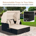 Rattan Daybed with Retractable Canopy, Cushions & Side Trays