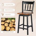 Set of 2 97Cm Swivel Rubber Wood Bar Stools with Backrest and Footrest