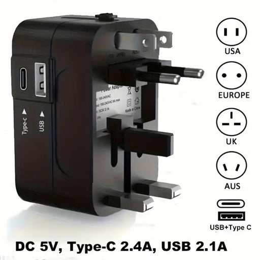 Universal Travel Adapter – Multifunction Converter with USB & Type-C Ports