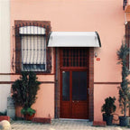 120x80cm Door Canopy – Outdoor Rain Cover Awning for Front Door, Window or Patio (White/Black)