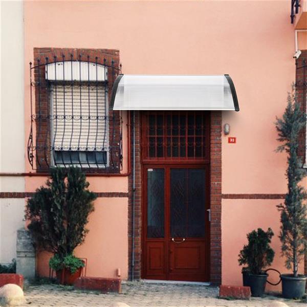 120x80cm Door Canopy – Outdoor Rain Cover Awning for Front Door, Window or Patio (White/Black)