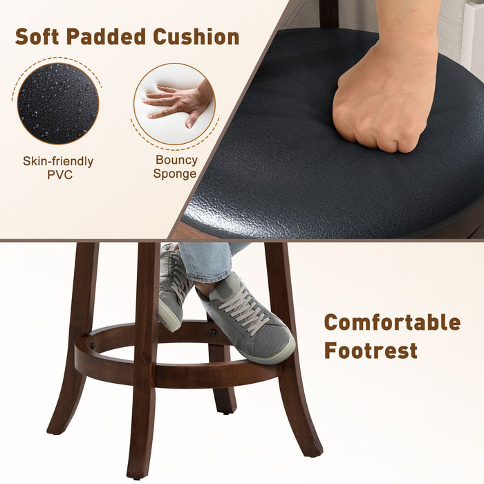 65/74 Cm Swivel Bar Stool Set of 2 with Curved Backrest