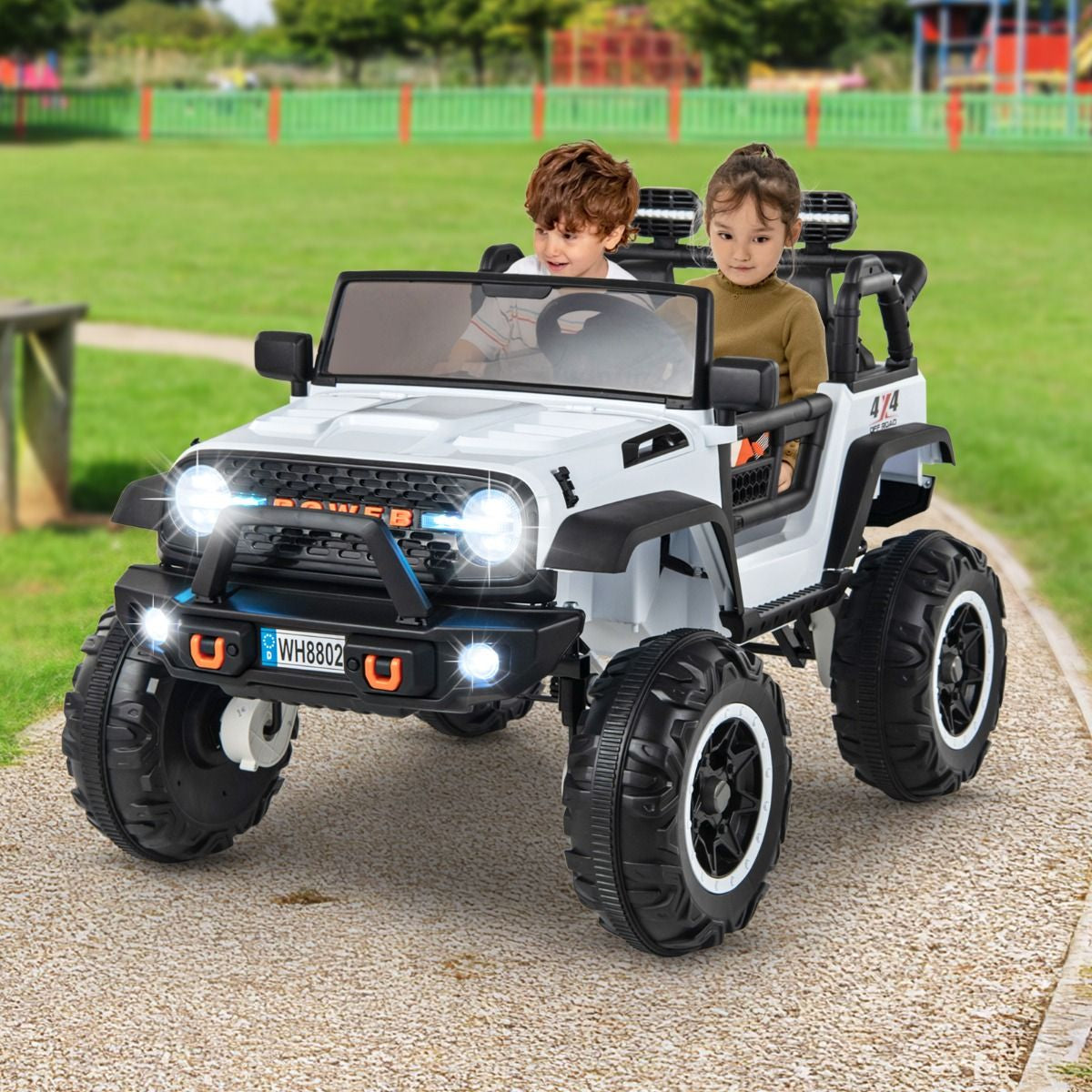 SEDOL 2-Seater 24V Kids Ride-On Truck with 4-Motor 4WD System Parental Remote Control 3-Point Safety Harness and Bonus Digging Shovel – 50kg Capacity