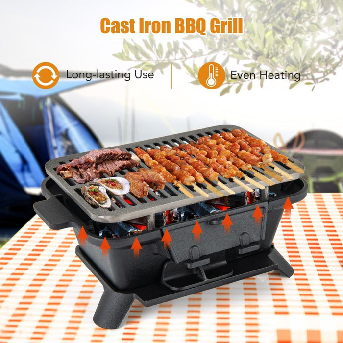 Portable Charcoal Grill Stove with Rotatable Grill & Foldable Body