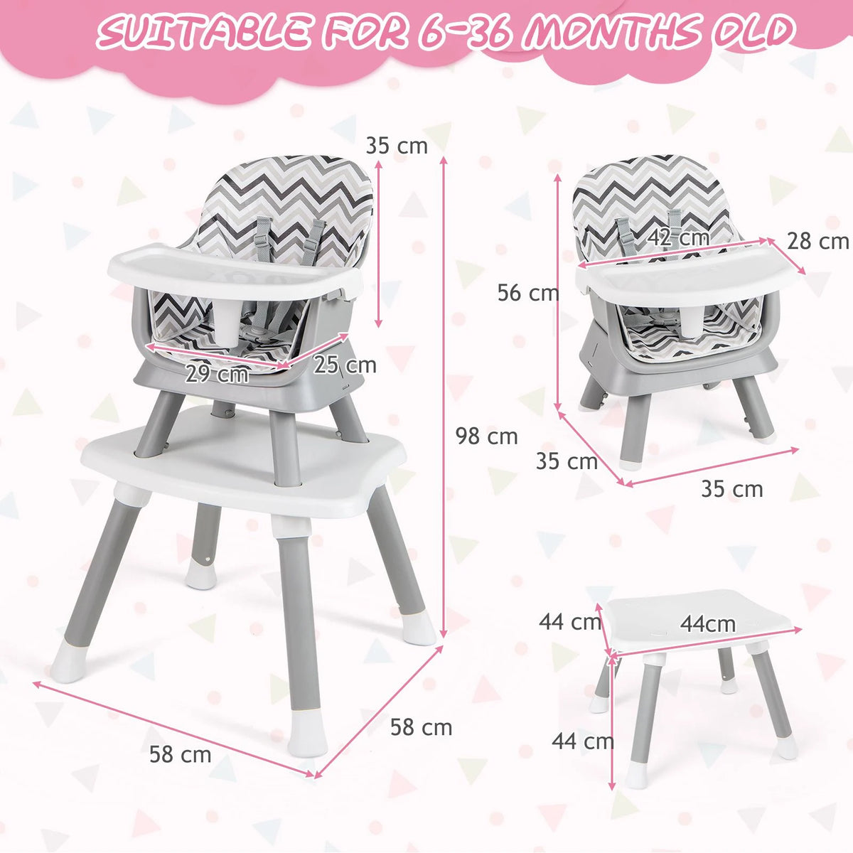 SEDOL 6-in-1 Ultimate Baby-to-Toddler High Chair & Activity Station with Building Block Tabletop Parental Booster Seat and Waterproof PU Leather Cushion – 25kg Capacity