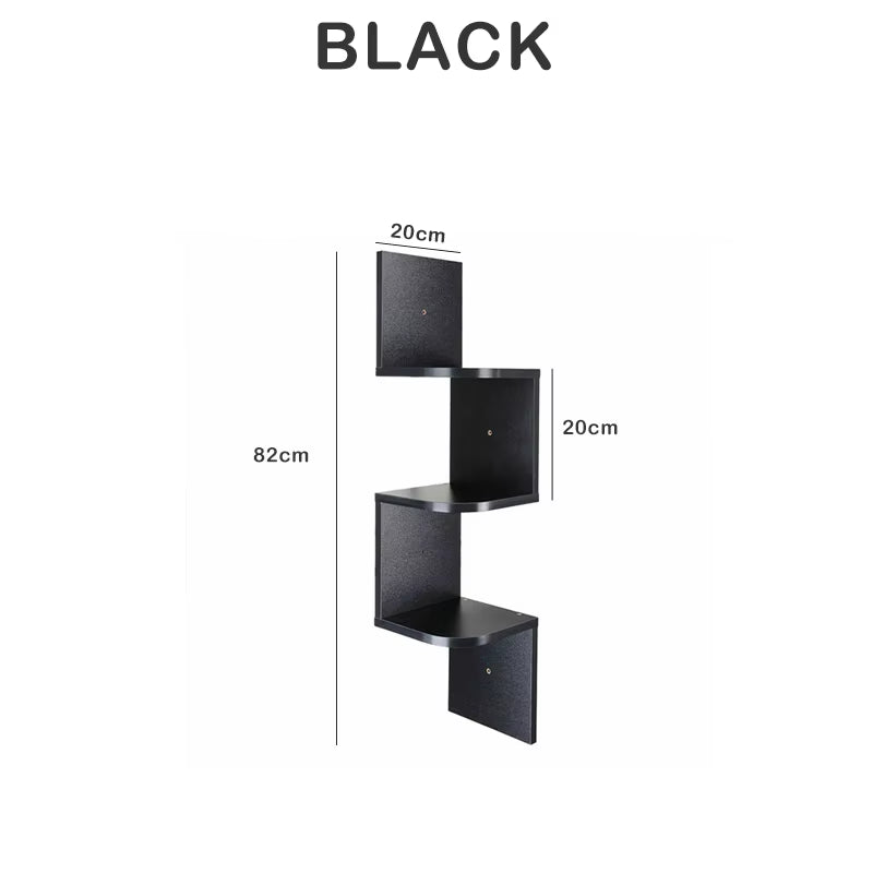 SEDOL Floating Corner Shelf Modern 3 and 5 Tier Wall Mounted Bookshelf Wooden Zigzag Storage Organizer for Bedroom Living Room Kitchen Display Wall Decor