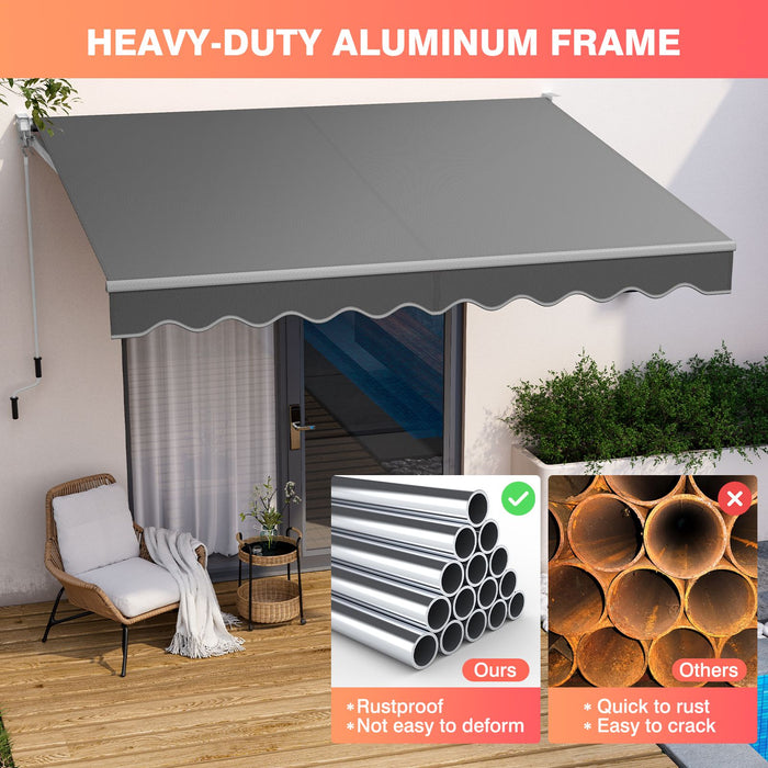 10x8ft Retractable Awning with Crank Handle