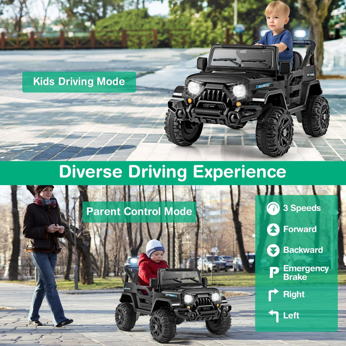 SEDOL 12V High-Performance Kids Ride-On Truck with Parental Remote Control Dual 35W Motors All-Terrain Traction and Wireless Bluetooth Music Player