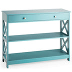 3-Tier Console Table with 1 Drawer and 2 Storage Shelves