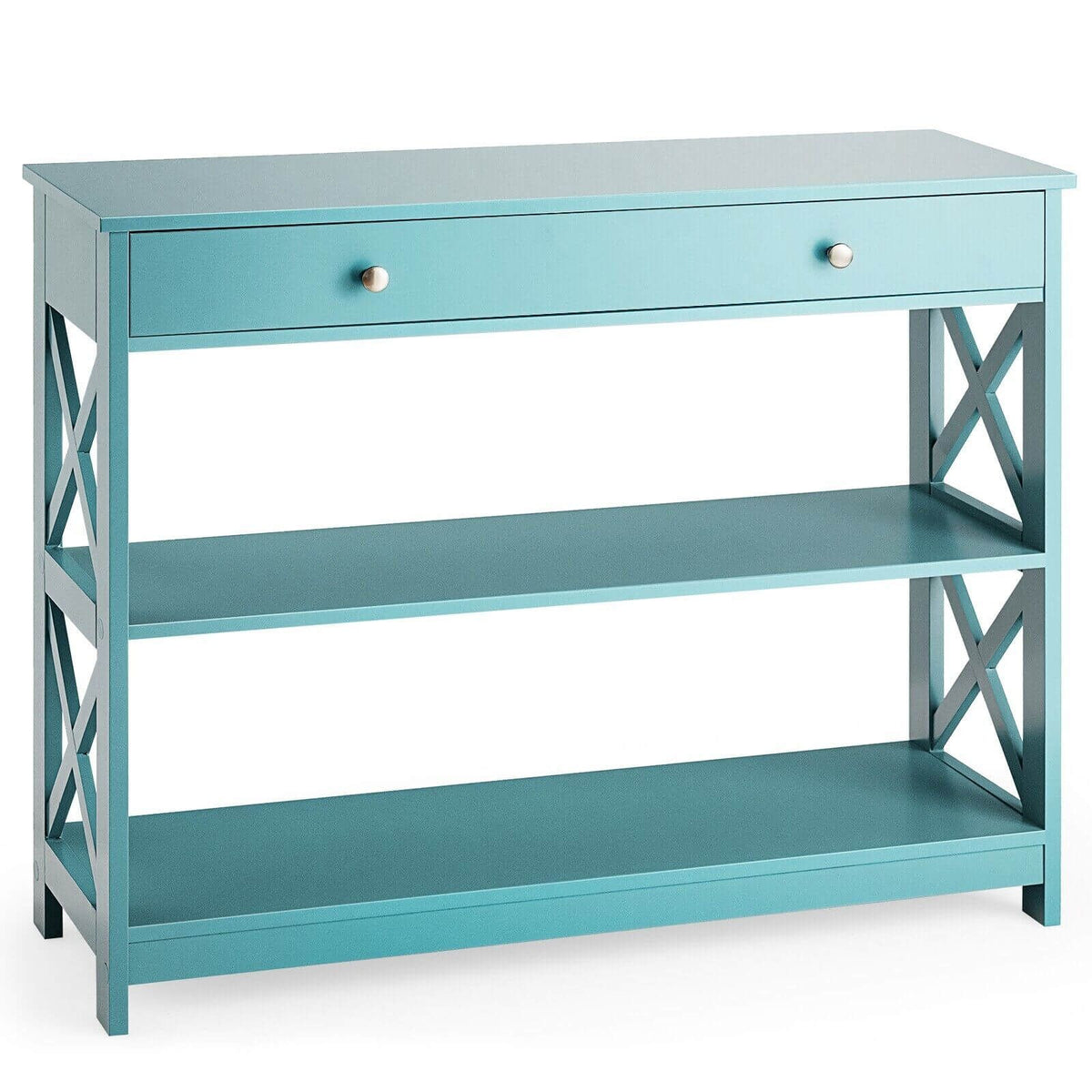 3-Tier Console Table with 1 Drawer and 2 Storage Shelves