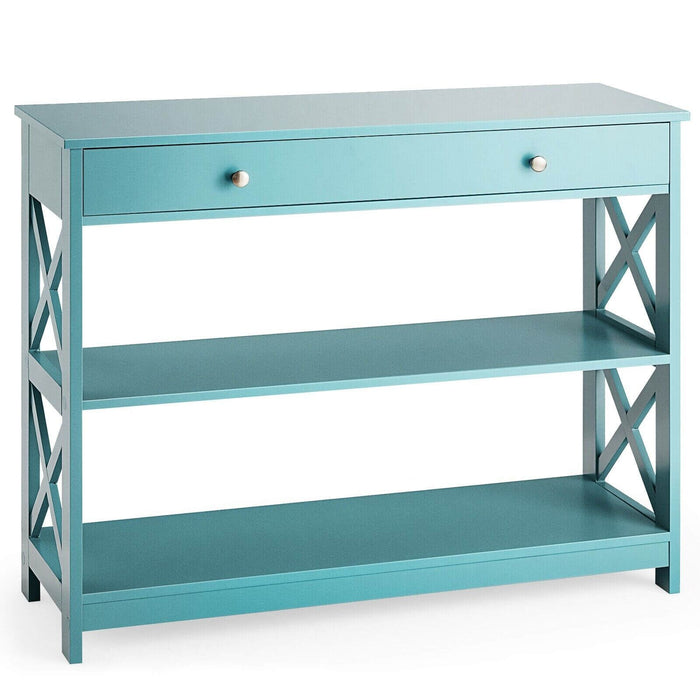 3-Tier Console Table with 1 Drawer and 2 Storage Shelves