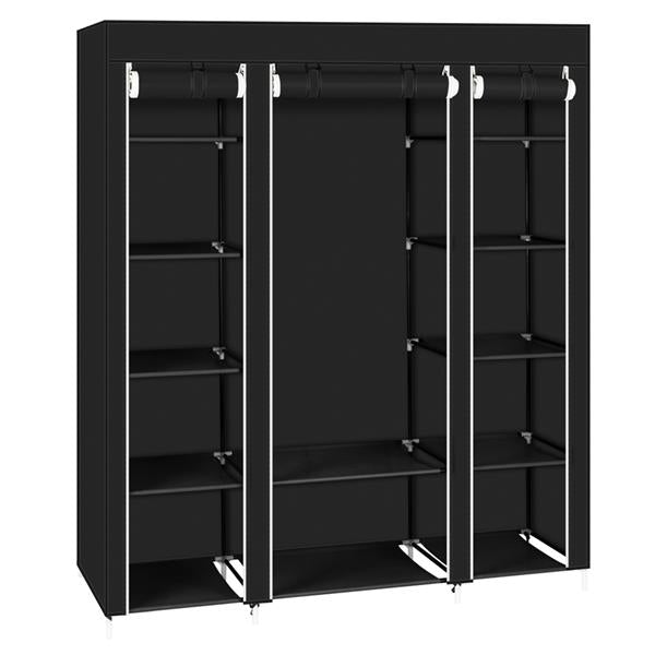 69" Portable Clothes Wardrobe – Non-Woven Fabric Closet Organiser (Black)