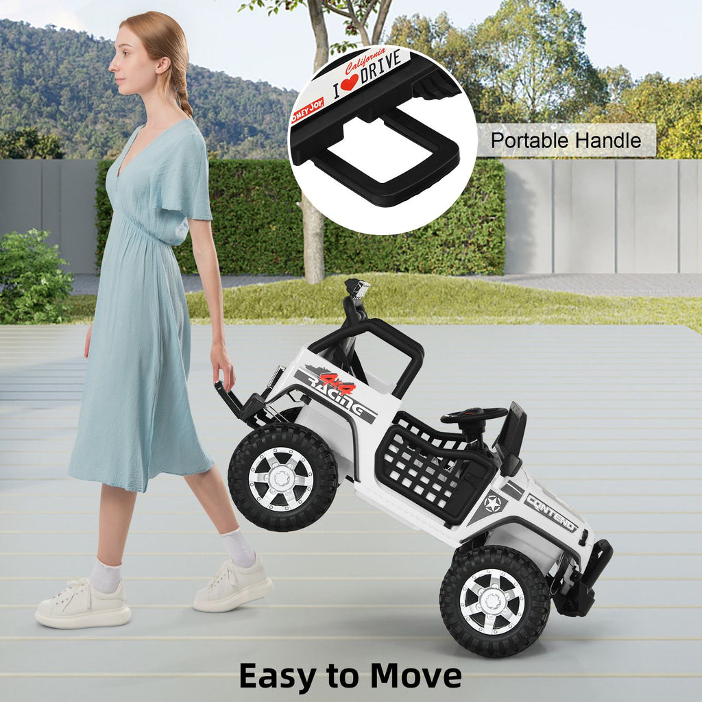 SEDOL 2-Seater Kids Ride-On Truck 12V Battery Powered Electric Car with Parental Remote Control Spring Suspension Rocking Mode and Bluetooth/USB Audio – 50kg Capacity