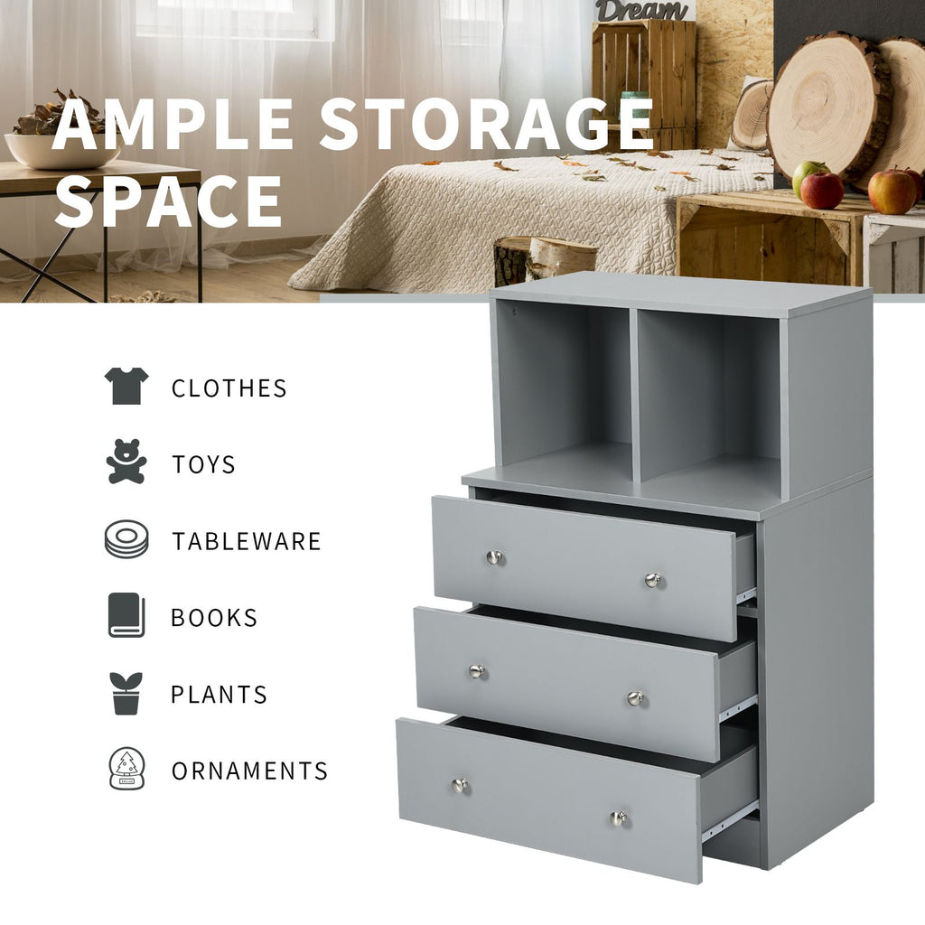 3-Drawer Dresser with 2 Open Compartments for Living Room Bedroom
