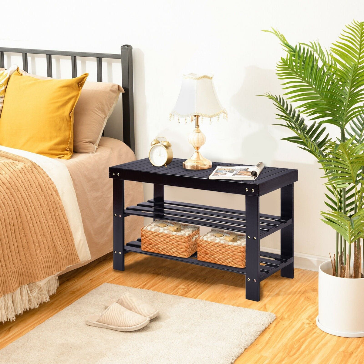 3-Tier Bamboo Shoe Bench for Entryway