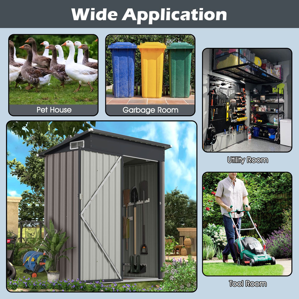 All-Weather Outdoor Storage Shed – Waterproof Garden Utility Cabinet with Sloping Roof