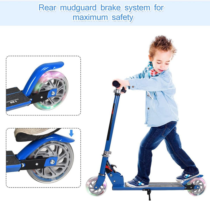 Aluminium Folding Stunt Scooter with LED Wheels – Kids T-Bar Kick Scooter