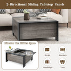 92Cm Square Coffee Table with Sliding Top and Hidden Compartment