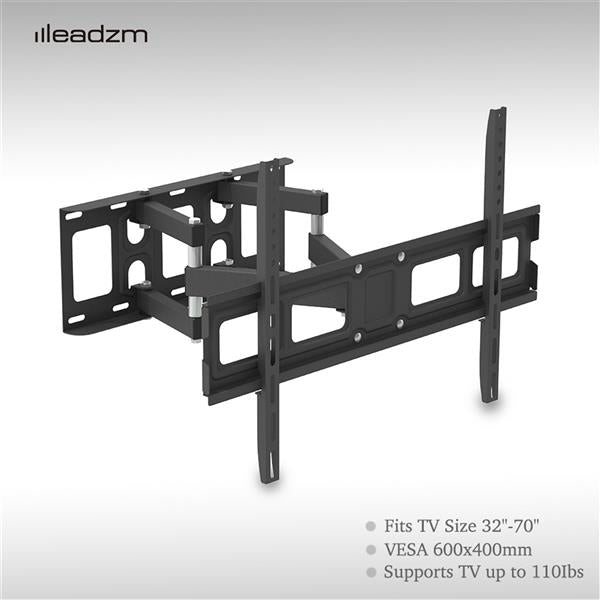 TV Stand for 32–70 Inch Screens – Double Arm Mount with Large Base, Height Adjustable, Swivel Tilt Bracket