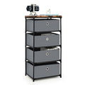 4-Tier Fabric Dresser with Drawers and Metal Frame