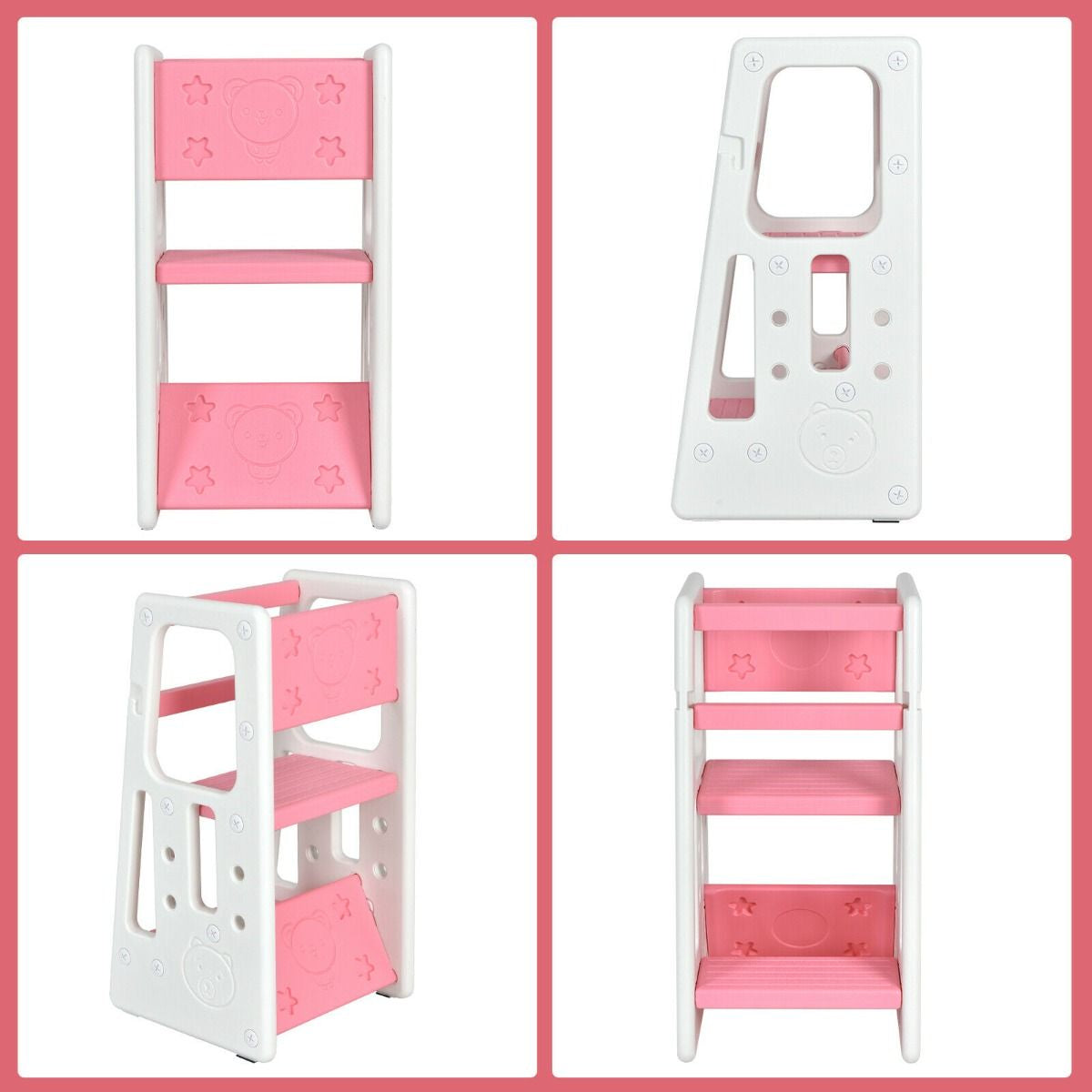 SEDOL 2-in-1 Convertible Toddler Learning Tower & High-Step Stool 3-Level Adjustable Height Kitchen Helper with Double Safety Rails and Anti-Slip EVA Pads – 65kg Capacity