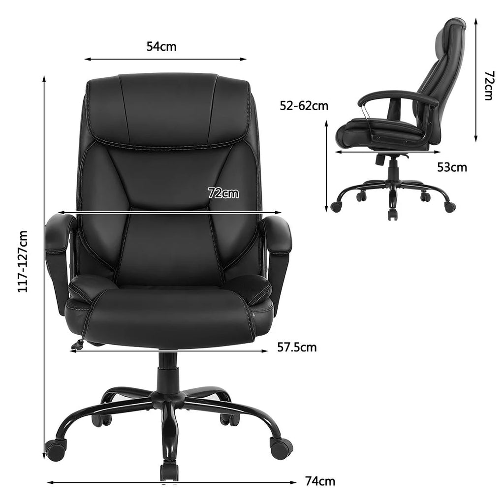 Executive Office Chair Height Adjustable Leather Computer Desk Chair with Rocking Backrest