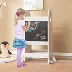 SEDOL 3-in-1 Montessori Learning Tower & Double-Sided Art Easel 3-Level Adjustable Kitchen Helper Stool with A-Frame Anti-Tip Safety Rail and Pine Wood Guards – 90kg Capacity