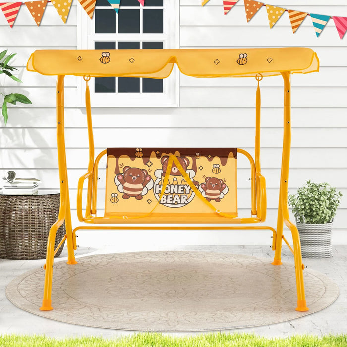 2-Seater Kids Swing Chair with Adjustable Canopy & Safety Belts