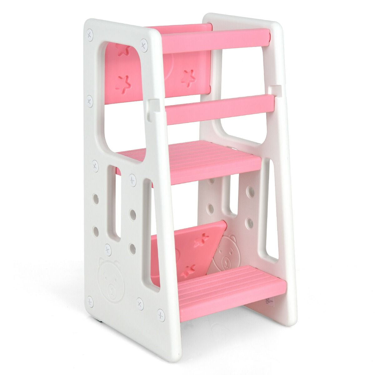 SEDOL 2-in-1 Convertible Toddler Learning Tower & High-Step Stool 3-Level Adjustable Height Kitchen Helper with Double Safety Rails and Anti-Slip EVA Pads – 65kg Capacity