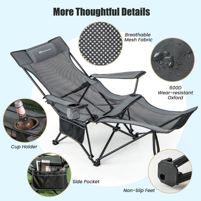Camping Lounge Chair with Detachable Footrest