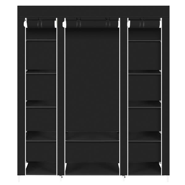 69" Portable Clothes Wardrobe – Non-Woven Fabric Closet Organiser (Black)