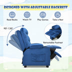 SEDOL Deluxe Larger Kids Recliner Armchair with Dual Cup Holders and Storage Pockets Premium Velvet Children’s Lounge Chair with 130° Adjustable Backrest & Pine Wood Frame