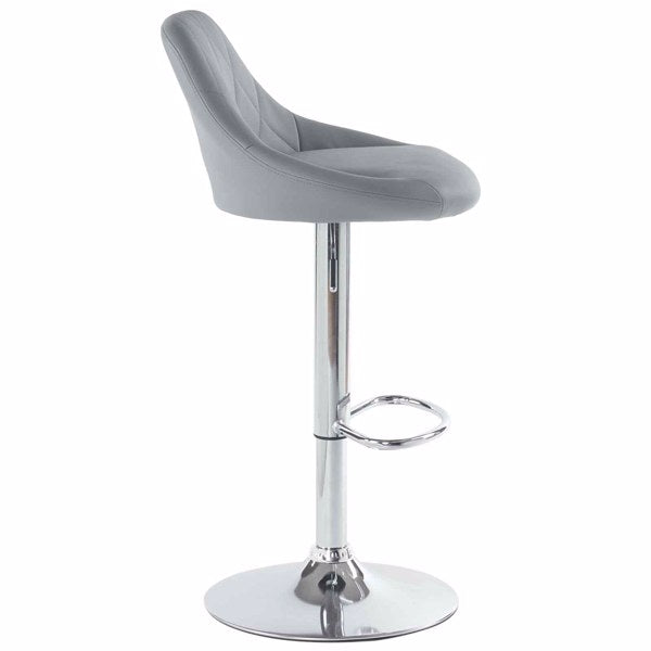 Adjustable PU Leather Counter & Bar Stool Set of 2 – Swivel 360°, Gas‑lift Height, Backrest, Foot‑rest – Grey