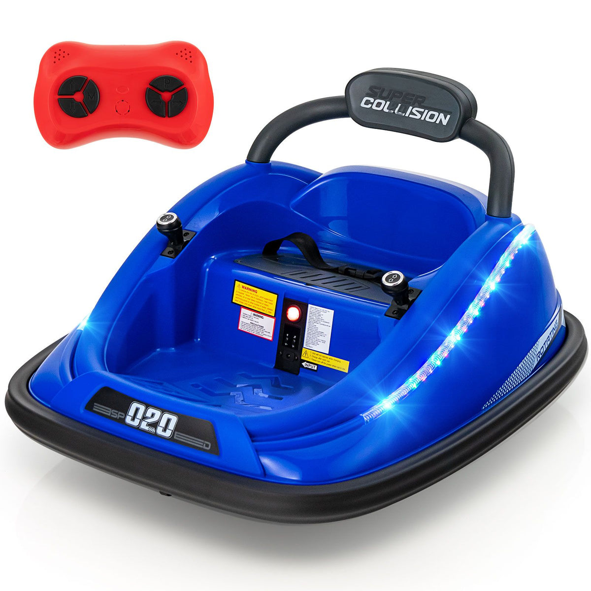 SEDOL 12V High-Performance Kids Bumper Car with 360° Zero-Turn Dual Joysticks 30m Parental Remote Override and Shock-Absorbing Elastic Bumper