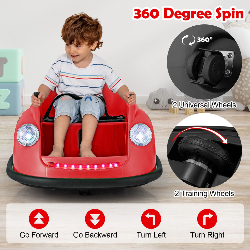 SEDOL 12V High-Torque Kids Bumper Car with Dual 10,000 RPM Motors 360° Zero-Turn Dual Levers Parental Remote Control and Wall-Safe Reinforced Bumper