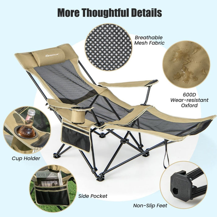 Camping Lounge Chair with Detachable Footrest