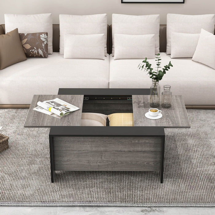 92Cm Square Coffee Table with Sliding Top and Hidden Compartment