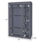 67" Portable Clothes Wardrobe – Fabric Closet with Hanging Rod (Grey)