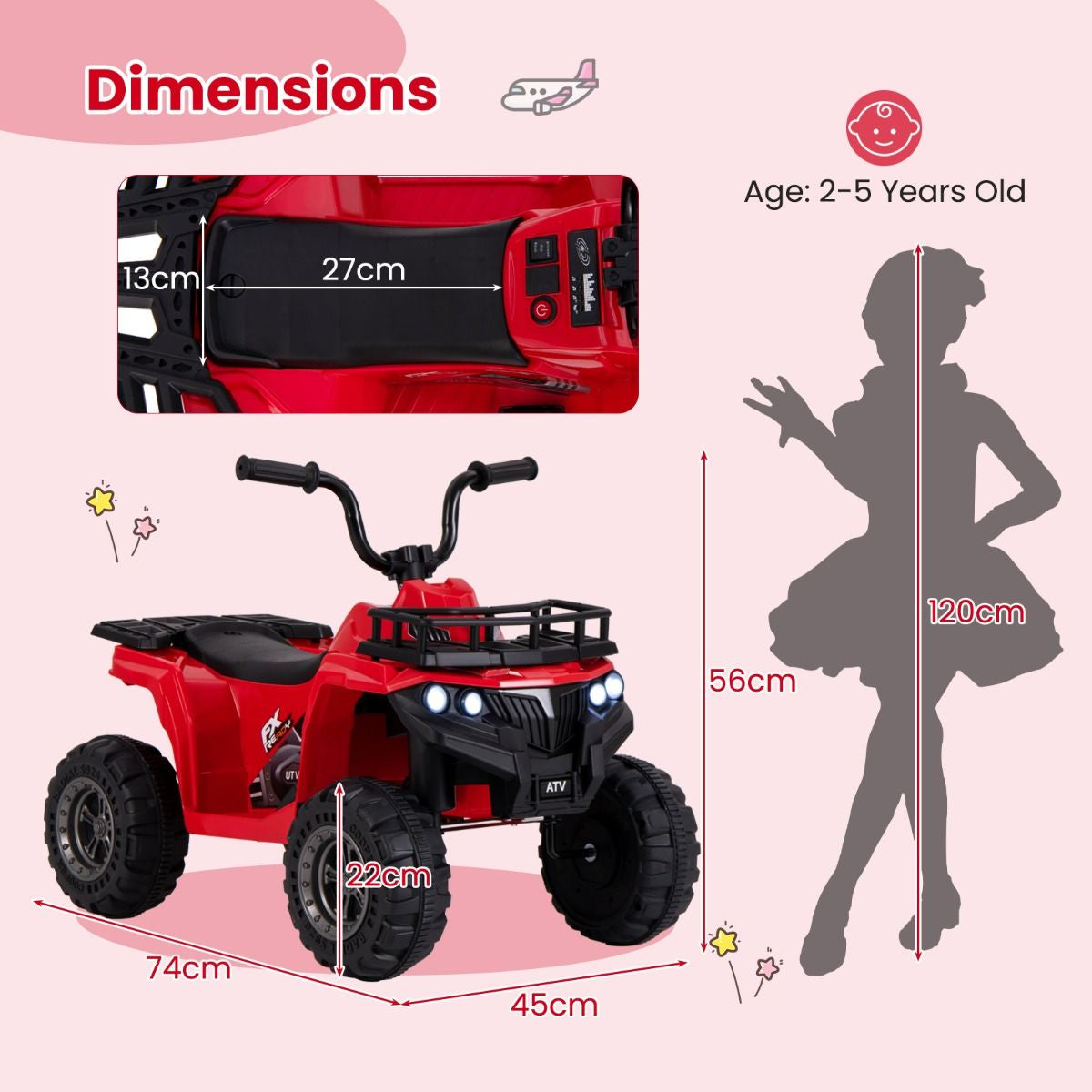 6V Kids Quad Ride-On – One-Button Start ATV with Tread Tires & MP3 Player
