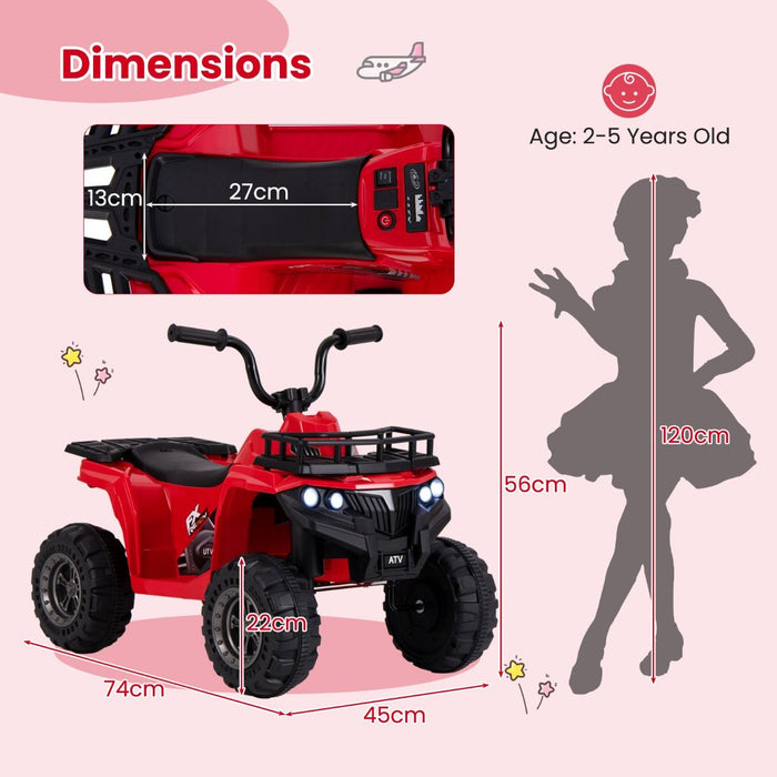 6V Kids Quad Ride-On – One-Button Start ATV with Tread Tires & MP3 Player