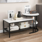 Set of 2 Nesting Coffee Table with Extra Storage Shelf
