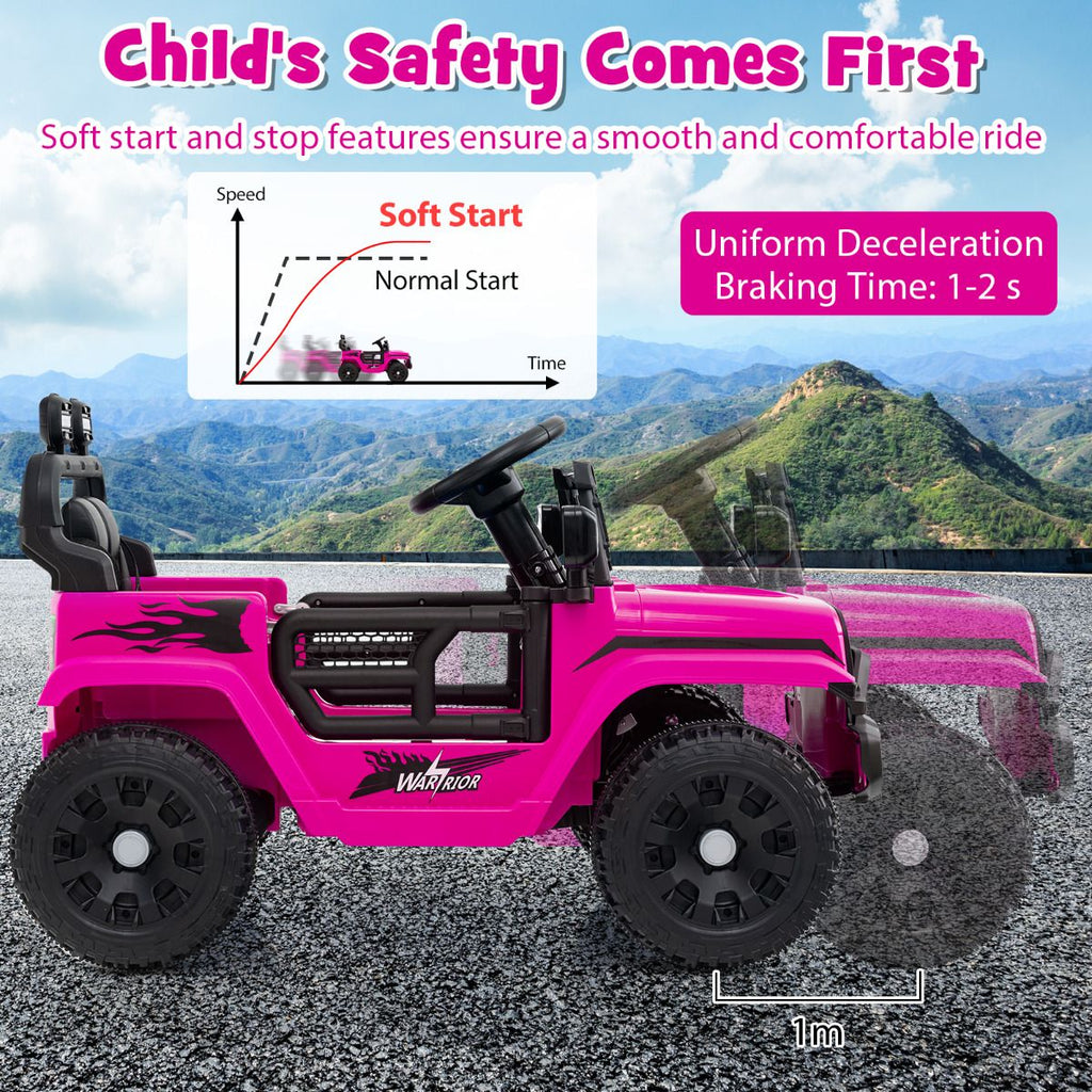 SEDOL 12V Electric Ride-On Truck for Kids with Parental Remote Control Dual 25W Motors All-Terrain Shock Absorbers LED Headlights and Soft-Start Safety System