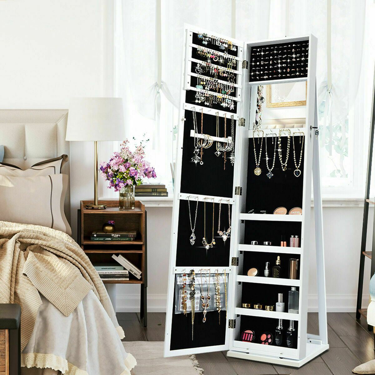 3-In-1 Mirrored Jewellery Armoire with Display Shelves