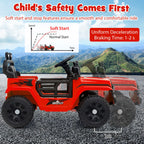 SEDOL 12V Electric Ride-On Truck for Kids with Parental Remote Control Dual 25W Motors All-Terrain Shock Absorbers LED Headlights and Soft-Start Safety System