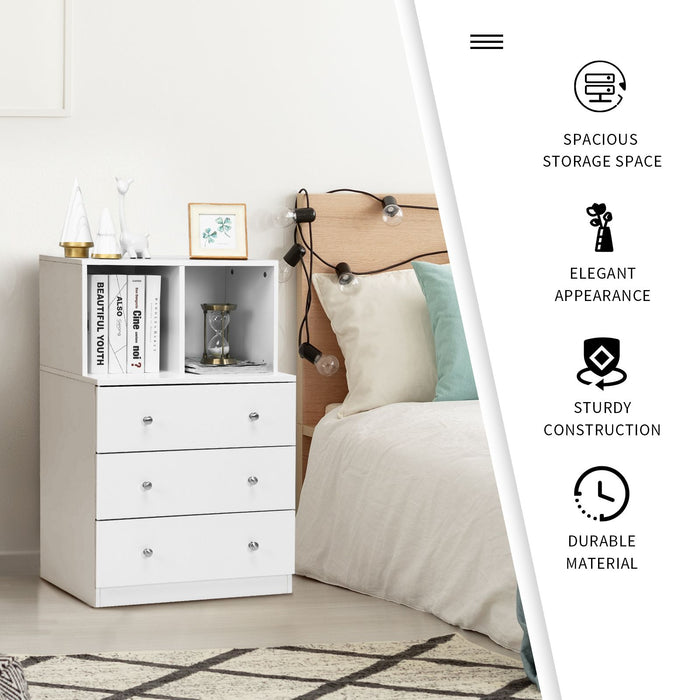 3-Drawer Dresser with 2 Open Compartments for Living Room Bedroom