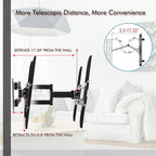 TV Stand for 32–65 Inch Screens – Single Arm Swivel Mount with Small Base, Tilt & Height Adjustable Bracket