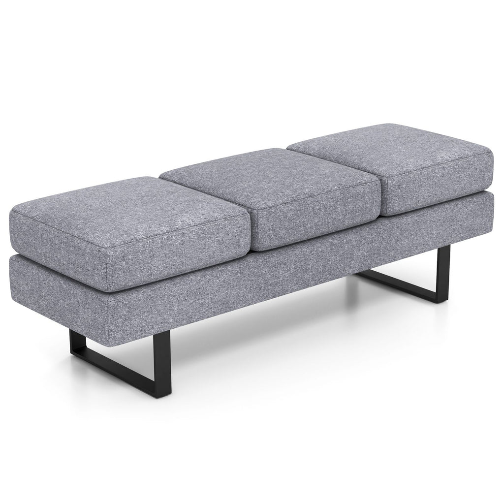 Waiting Room Bench Seating with 3 Seats and Metal Frame Leg